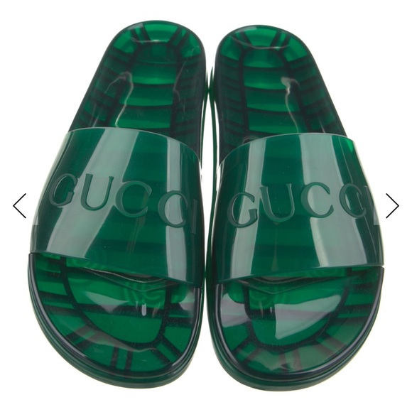 Gucci Emerald Green Slide Sandals - Picture 1 of 11